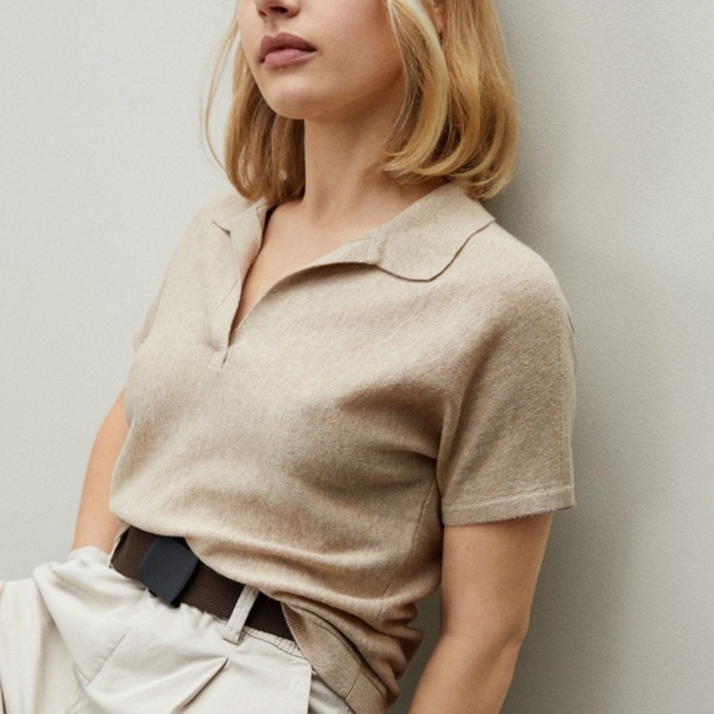 Everlane Cotton Merino Polo Short Sleeve Sweater Sz S